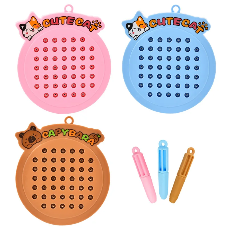 Bambini Aspirazione magnetica Perline in acciaio Tavolo da disegno Giocattolo Cartoon Capibara Gatto Piccolo tavolo da disegno Giocattolo Decompressione Portachiavi Ciondolo