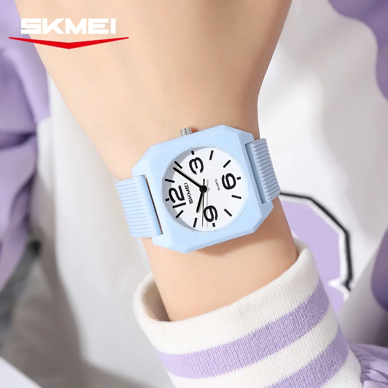 SKMEI 2642 Modische Quarzuhr für Studenten, schlicht, wasserdicht, mit Silikonarmband, Sport- und Freizeitarmbanduhr für Mädchen, Damenuhr