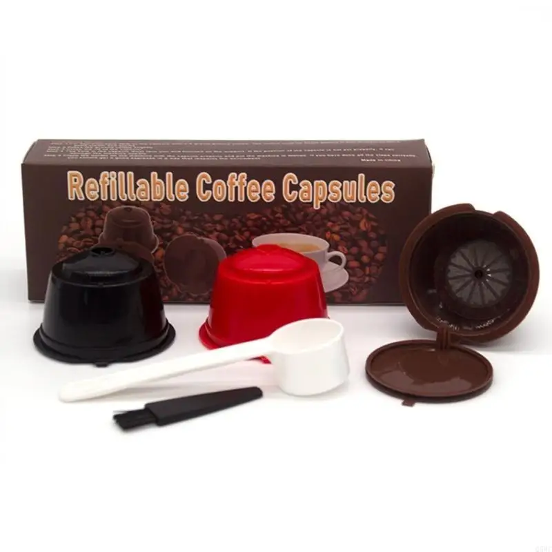 Set of 3 Reusable Coffee Pods Plastic Texture Perfect for Coffee Lover Present Q5WC