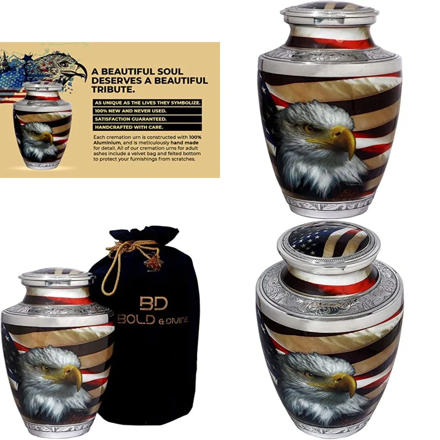 

Patriotic and Cremation s for Human Ashes Adult Male Funeral Decorative for Men, Police Dog K9, Army Firefighter
