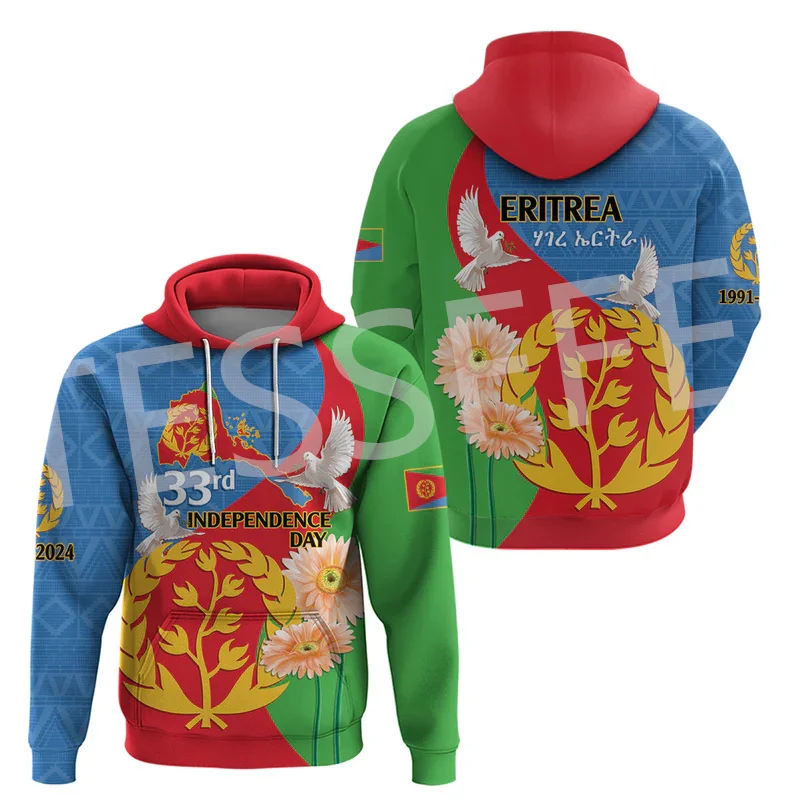 

Custom Name Africa Country Eritrea Flag Tattoo Retro Tracksuit Vintage 3DPrint Harajuku Casual Funny Pullover Jacket Hoodies N6