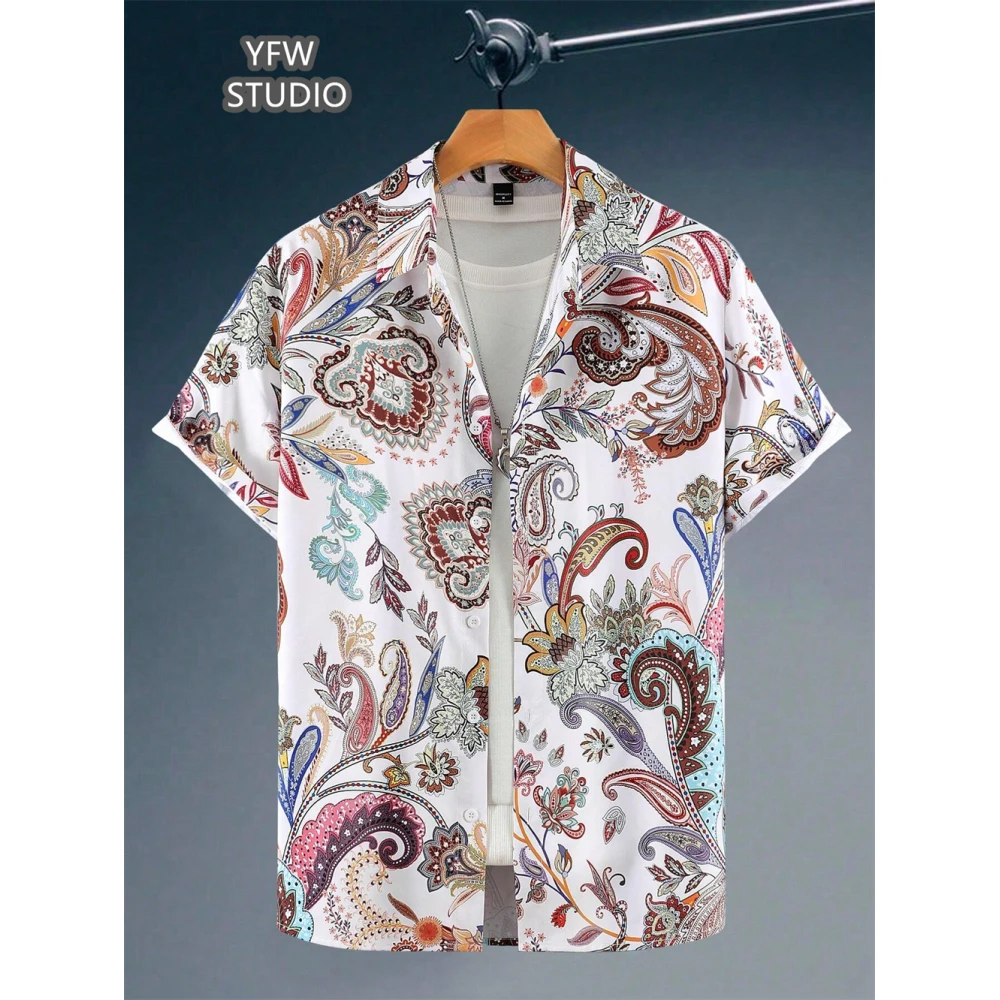 Hawaiian Minimalist Floral Print Lapel Shirt Shirts for Men's Shirts Outdoor Daily Korean Reviews for Many Men's Clothes