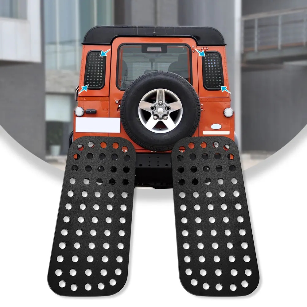 For Land Rover Defender 90 110 130 2004-2018 Alloy Black Car Rear Roof Door Side Window Glass Protection Panel Car Accessories view 2