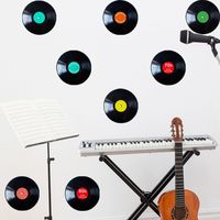8Pcs/set Records Displays Fake Records Stickers Artwork Vinyl Record Vinyl Record Stickers PVC Crafts Wall Music Signs Ornaments