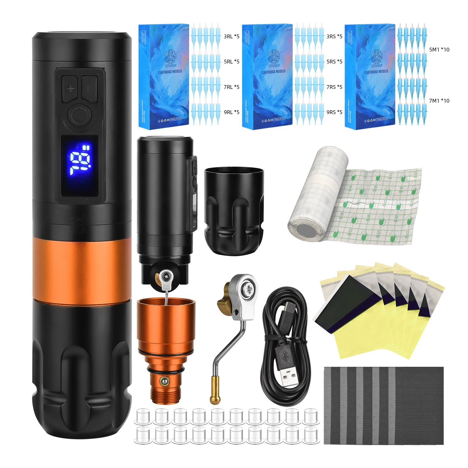 Wireless Rotary Tattoo Machine Pen Kit 3RL 5RL 7RL 9RL 3RS 5RS 7RS 9RS 5M1 7M1 Cartridge Needles Professional Permanent Makeup