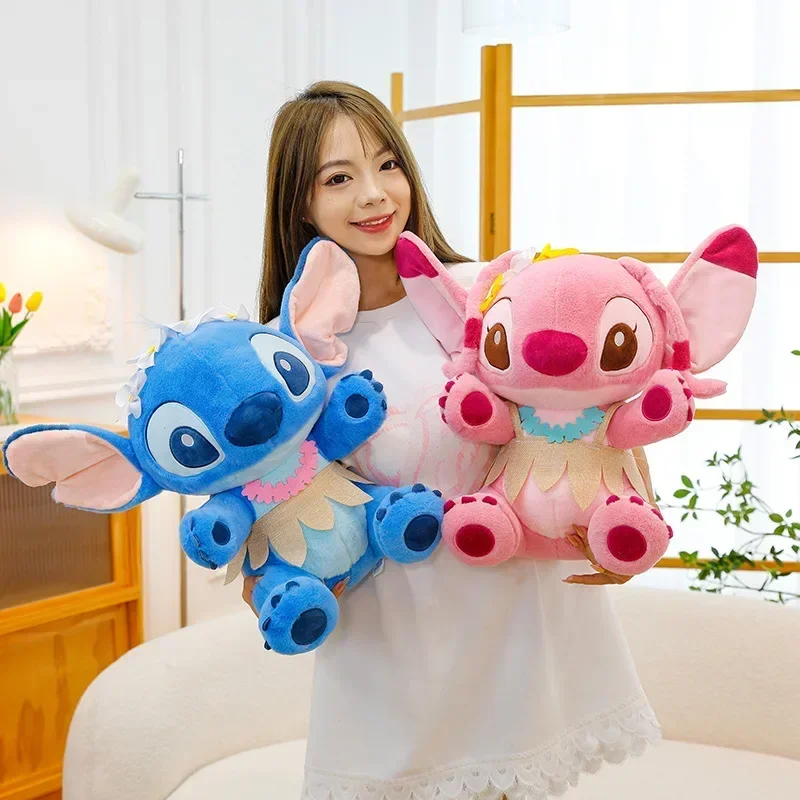 30/70cm Disney Hawaii Lilo and Stitch Plush Toy Cartoon Cute Anime Summer Angel Doll Stuffed Plushie Soft Gift for Children