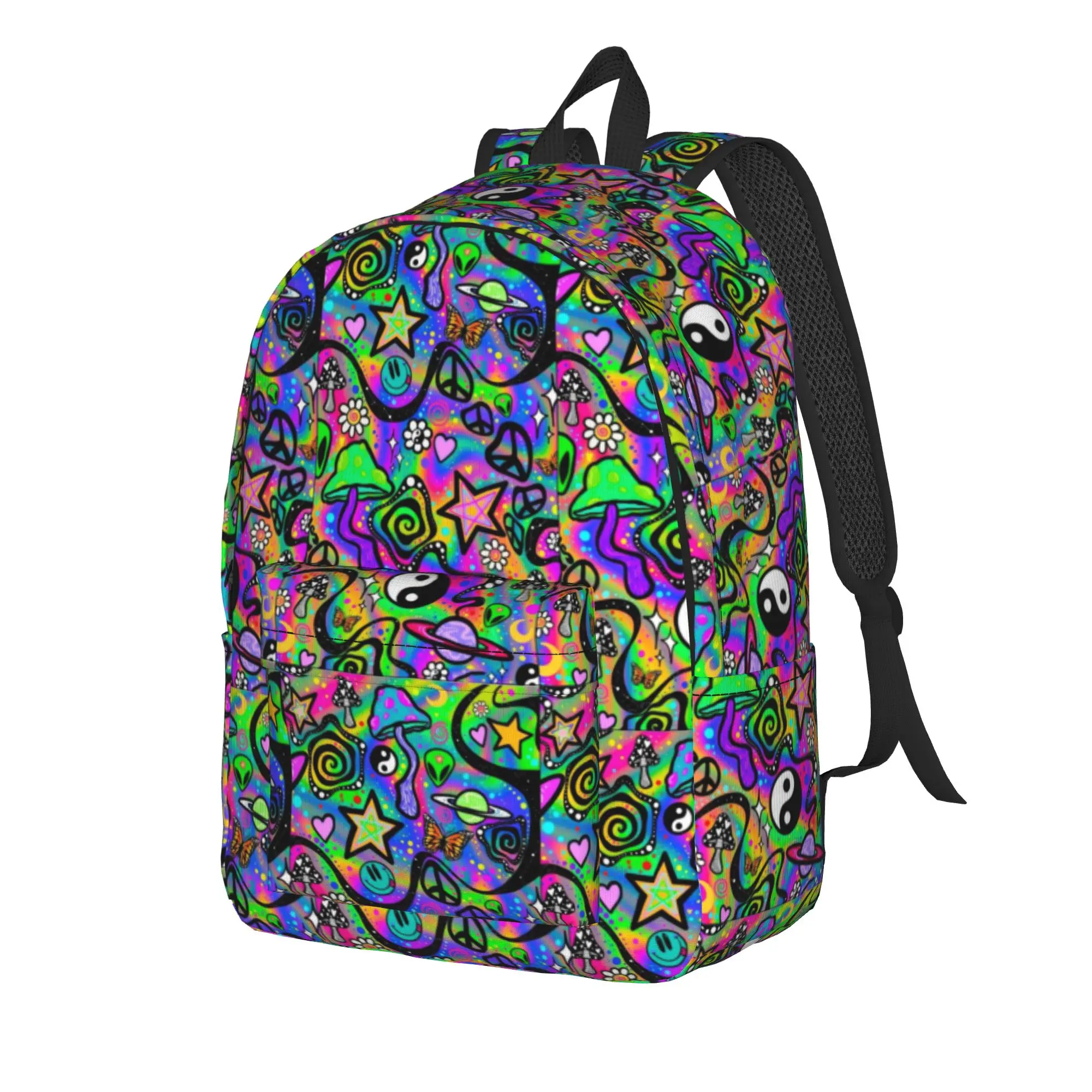 Trippy Graffiti Chaos Color Art Backpack  Student Polyester University Backpacks Big Casual School Bags Rucksack