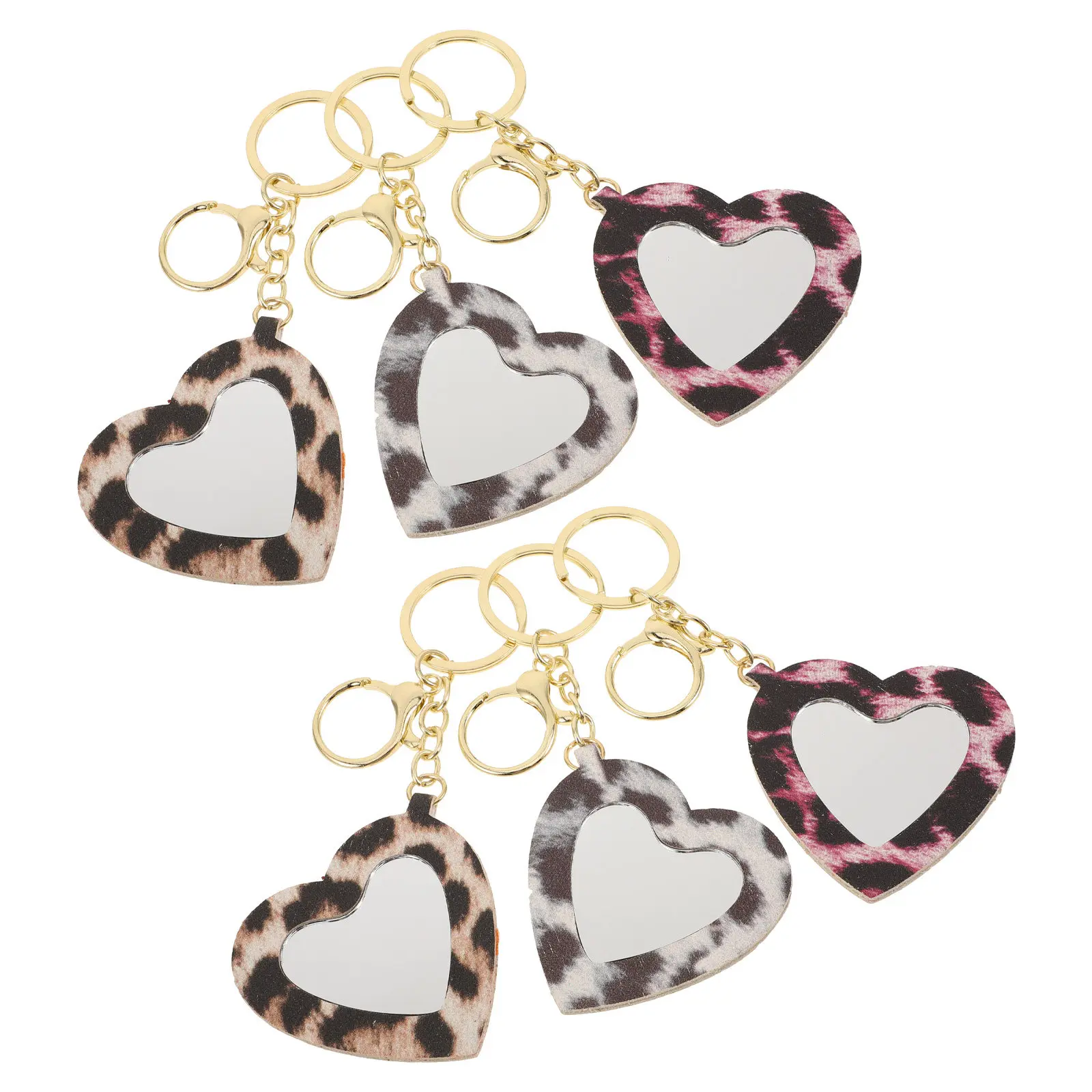 

6Pcs Leopard Print Mini Makeup Mirrors Compact Pocket Mirrors Keychain Small Portable Purse Mirror for Women Travel