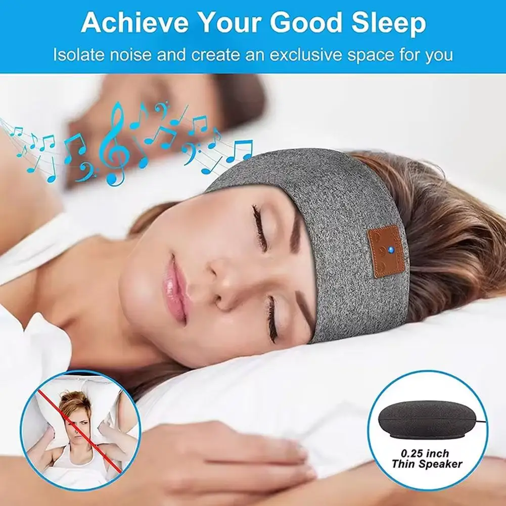 Headphones Bluetooth-compatible Sports Bandana Boho Headband Headphones HD Thin Speakers Music For Side Sleepers Calling Yoga