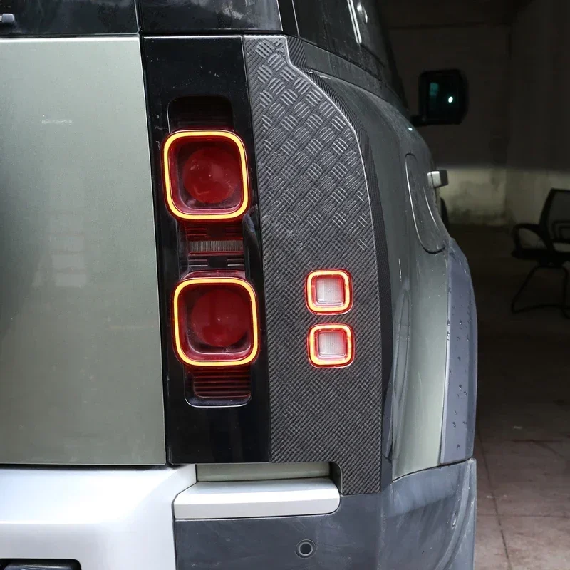 

Real Carbon Fiber Car Tail Light Indicator Plate Cover Trim Stickers For Land Rover Defender 90 110 130 2020-24 Car Accessories