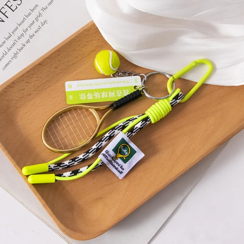 الإبداعية بو الجلود التنس مفتاح سلسلة حقيبة قلادة مفتاح السيارة الدائري