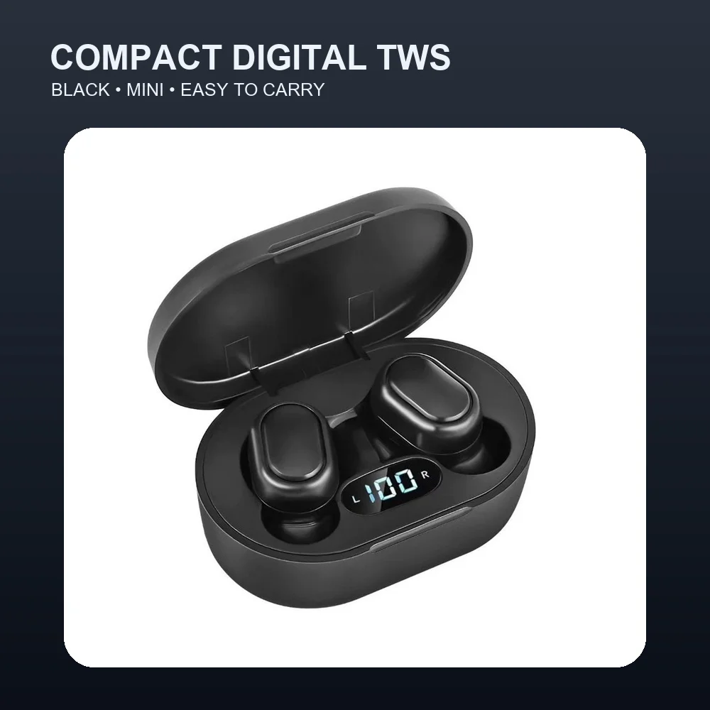 Digital Display TWS Bluetooth 5.0 Wireless Earbuds Mini In-Ear Headphones Stereo Calls with LED Charging Case - view 3