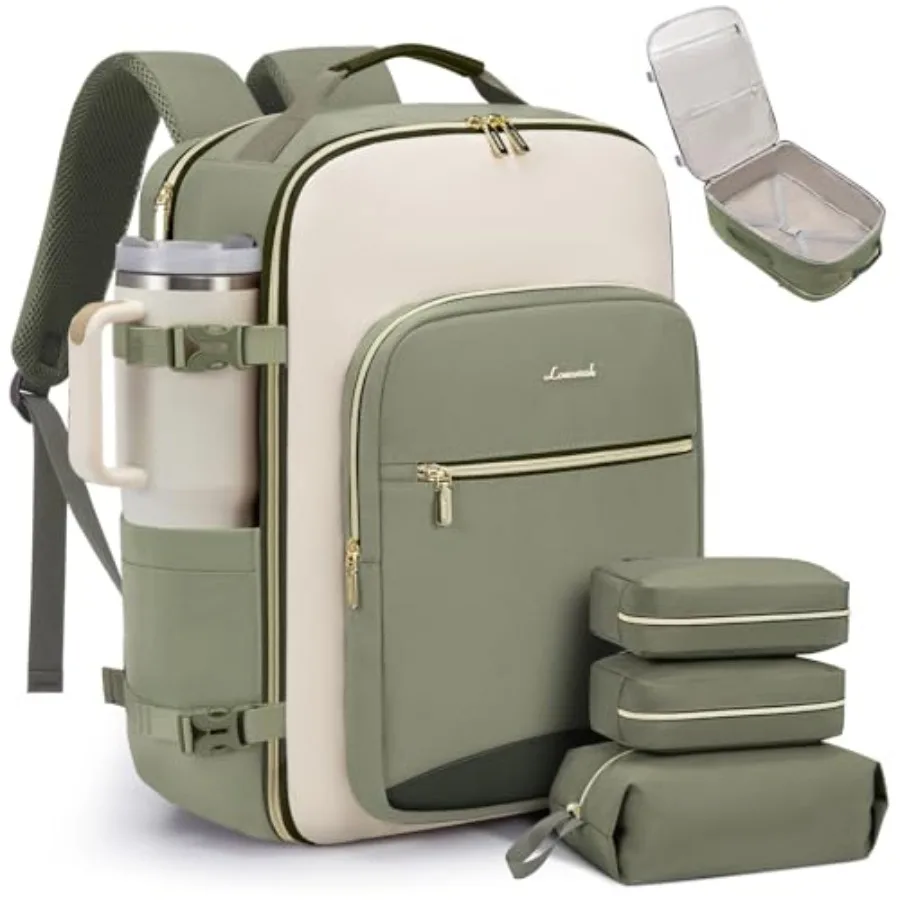 

Travel Backpack for Women and Men, Airline Approved Carry On Luggage with 3 Packing Cubes, TSA Overnight Bags, Waterproof Perso