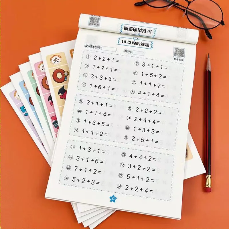 60 Pages-Math Addition and Subtraction Children Learning Mathematics Workbook Handwriting Copybook for Kids Exercise Books