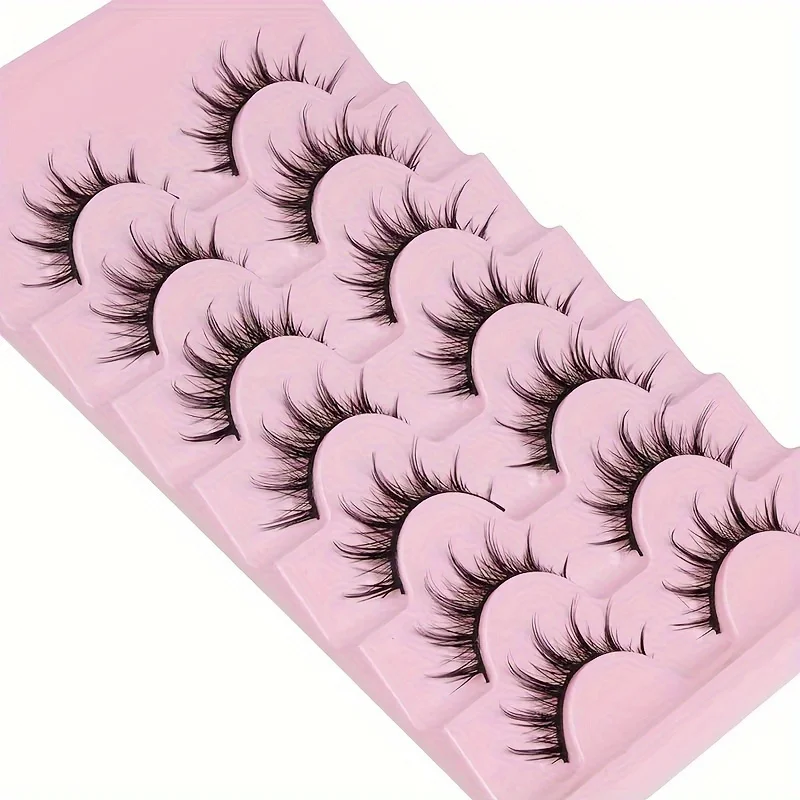 7 Pairs Manga Lashes - Natural Look, 3D Volume, Wispy, Fluffy, Spiky, Anime & Cosplay Eyelashes - Pack