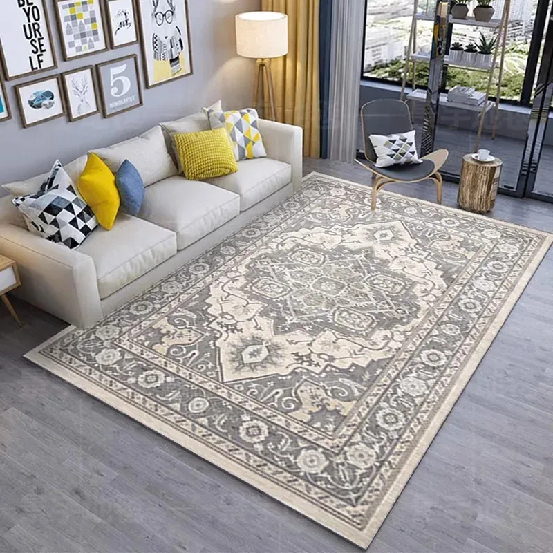 VIKAMA Vintage Bohemian Area Rug Non-Slip Easy-to-Clean Living Room Bedroom Floor Mat Dining Room Study Carpet Home Decoration