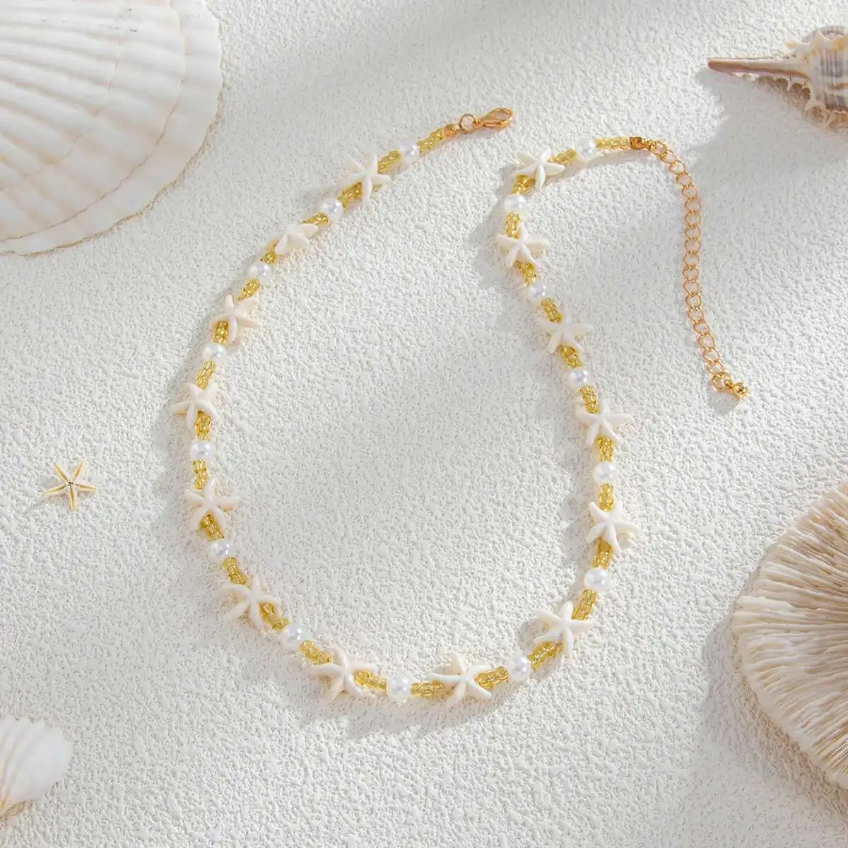 IngeSight.Z الهيب هوب الشرير تقليد اللؤلؤ نجم البحر قلادة الرجال النساء القوطي خمر كريستال عقد من اللؤلؤ الصيف الشاطئ مجوهرات هدية #6