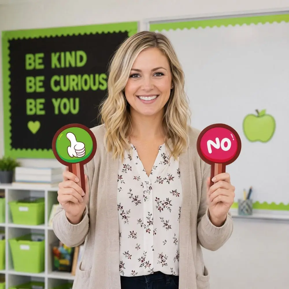 8 stuks Expressie KT Bord Ja/Nee Juist/Verkeerd Houd Het Bord Omhoog Duurzaam Rood Groen Spel Interactief Bord Kleuterschool