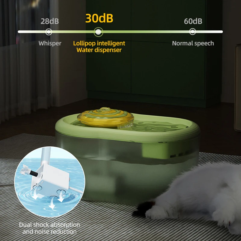 2.2L Pet Smart Automatic Water Fountain Ultra-Quiet Auto Filter Sterilize Recirculate Cat Dog Water Dispenser USB Interface