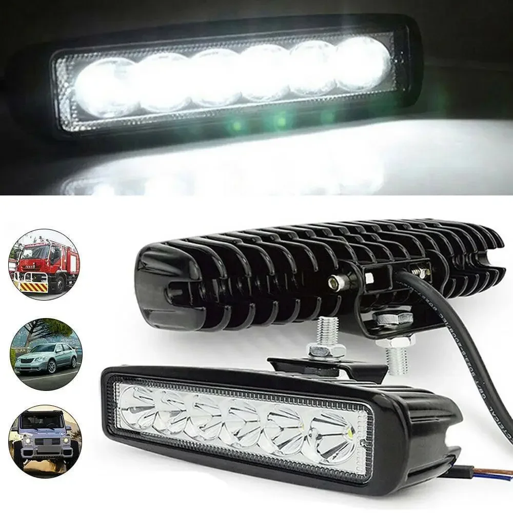 2PCS 18w 6 LED Car Work Light DRL Spotlight High Bright Waterproof Auto Offroad SUV Truck Headlights Driving Lamp 12V 24V 6000K