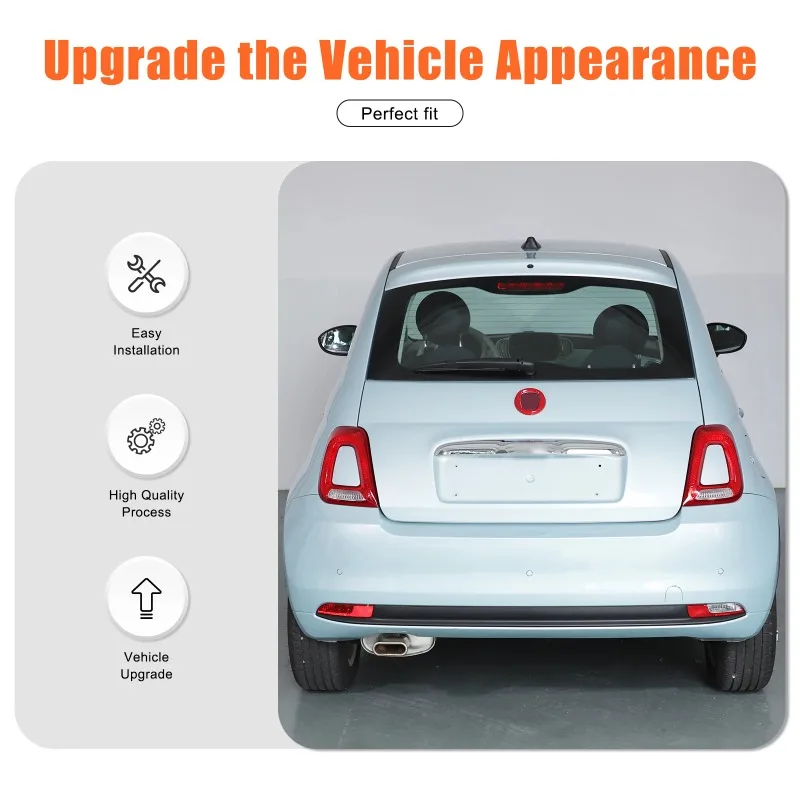 

For Fiat 500 2016-2025 ABS Carbon Fiber Car Front Rear Logos Cover Decorative Stickers Car Accessories
