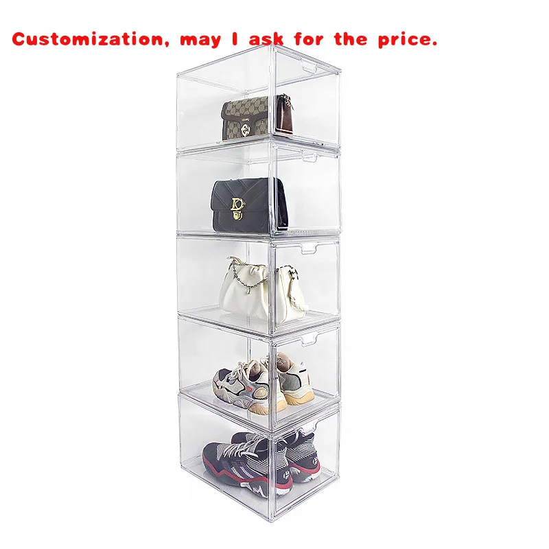 

custom.Acrylic Shoe Boxes Plastic Transparent Sneaker Shoes Storage Box Organizer