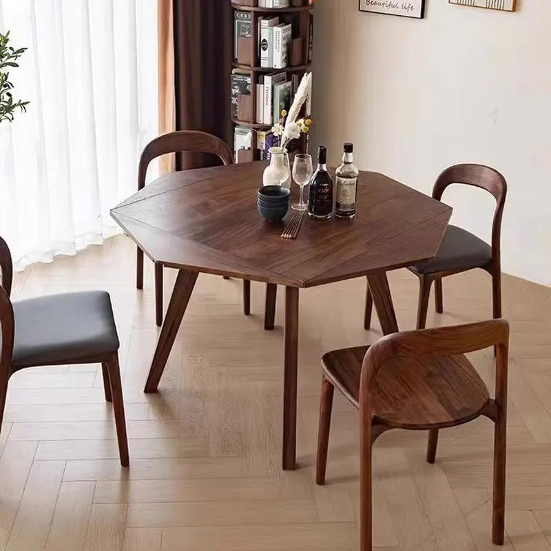Nordic solid wood black walnut folding dining table, dual-purpose table and chair combination c