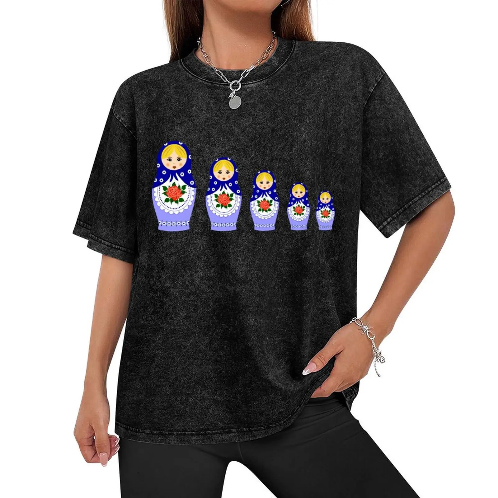 Blue russian matryoshka nesting dolls T-Shirt summer tops shirts graphic tee new edition t shirts for men