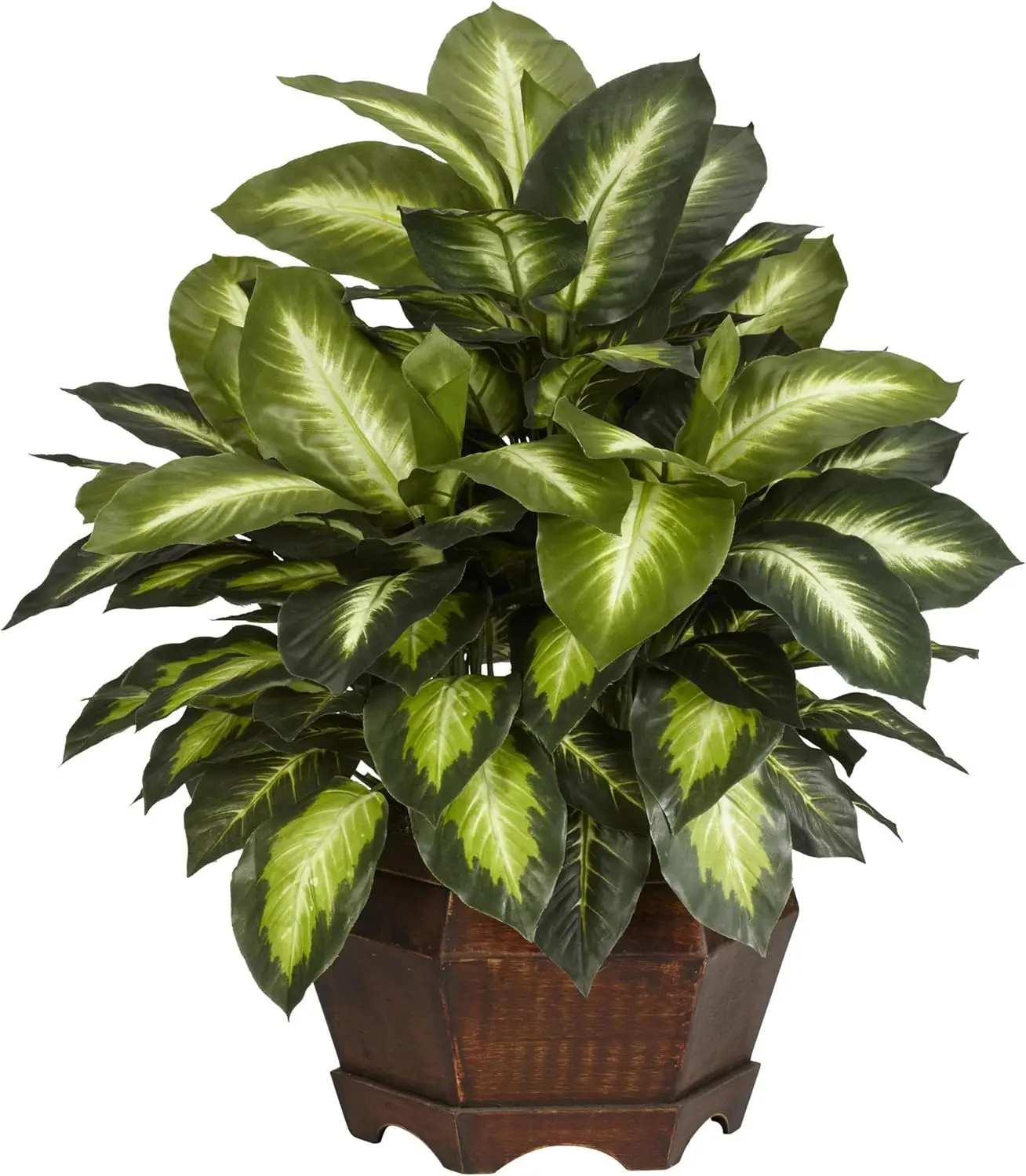 

Artificial Dieffenbachia Silk Plant with Modern Hexagon Planter, Maintenance-Free Faux Greenery for Room Decor