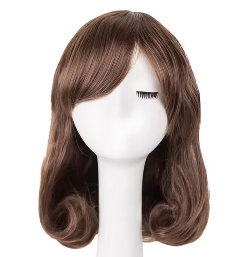 Peruca marrom sintética resistente ao calor médio ondulado cabelo traje cosplay carnaval festa de halloween feminino peruca