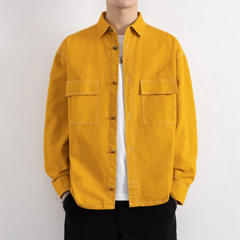 

2026 Spring Autumn Cotton Casual Shirt Men Safari Style Long Sleeve Loose Shirts Male Solid Breathable Daily Streetwear Blouse