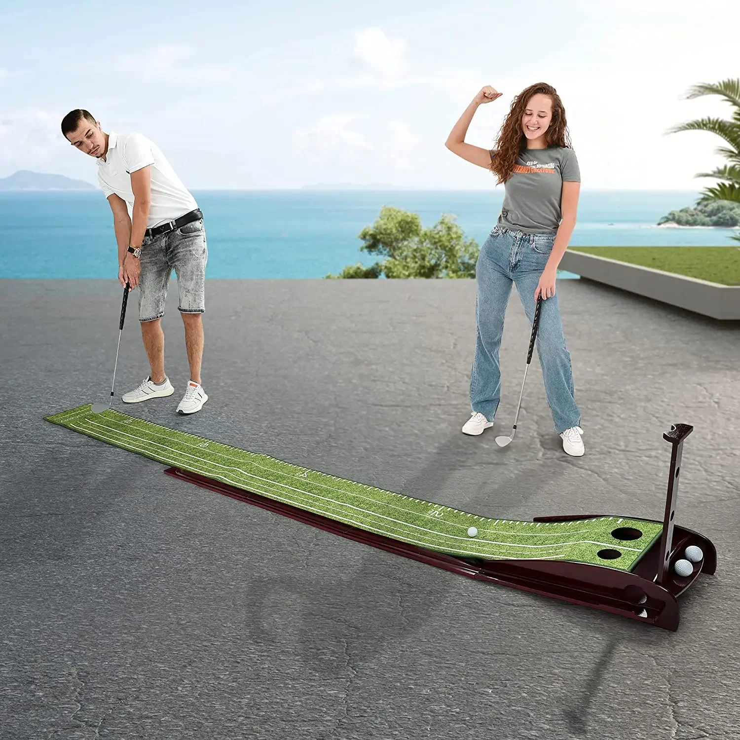 Polymères de golf Putting Green pour une utilisation en intérieur et en extérieur, mini terrain de golf avec retour automatique de la balle, vente en gros