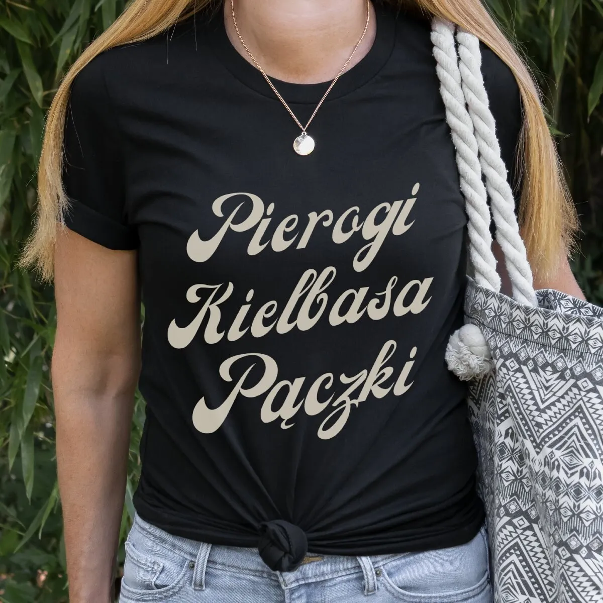 

Футболка Pierogi Kielbasa Paczki Polish Food для женщин Pierogies Cursive AunT