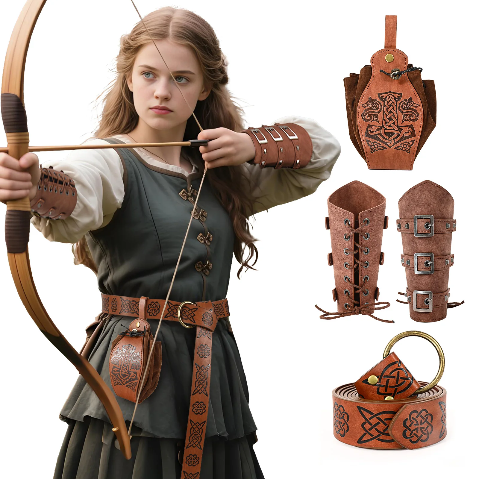 Średniowieczna Renesansowa Skórzana Torba na Ramię Pas Halloween Cosplay Rekwizyty Pas Skórzana Torba na Ramię Akcesorium dla Dorosłych