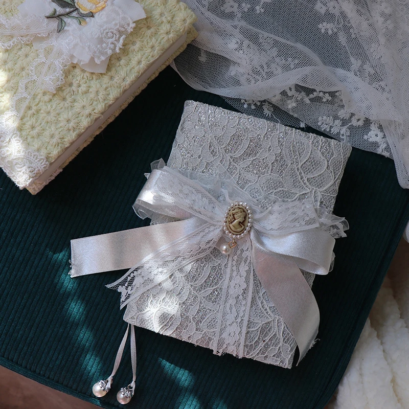 2Pcs White Lace Handmade with Wedding Alternatives Butterfly Guest Book Frame Just Ribbon Decor