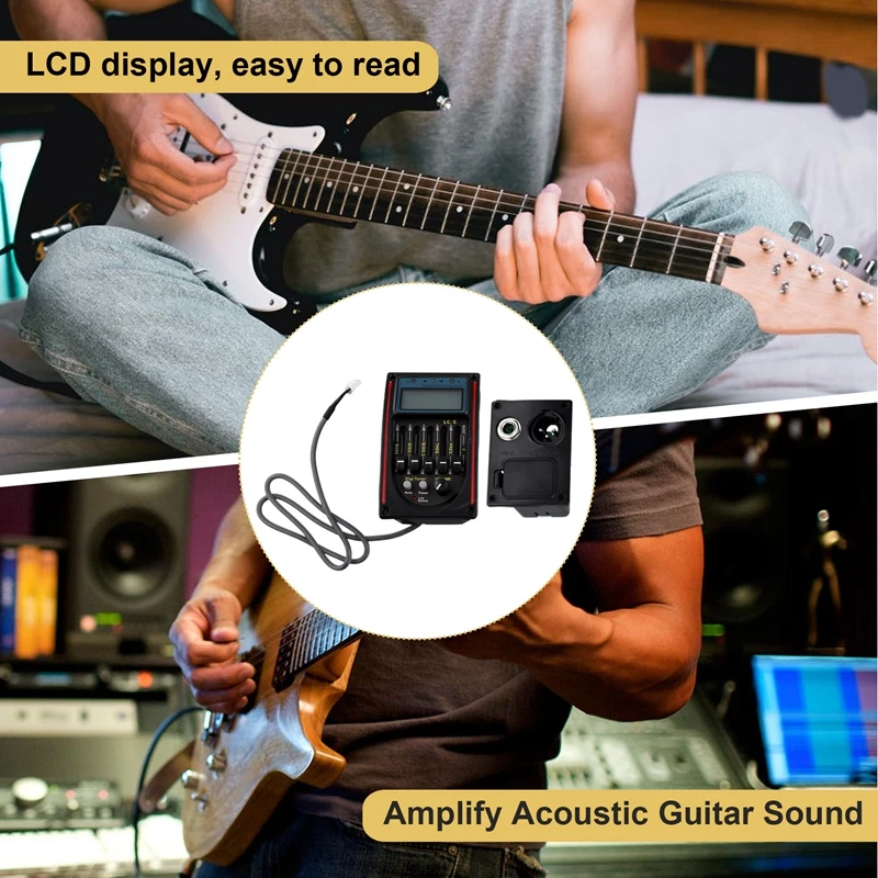 LC-5 5 Bands Guitar Pickup EQ Equalizer Acoustic Guitar Preamp EQ Equalizer Tuner Piezo Ceramic Pick-Up