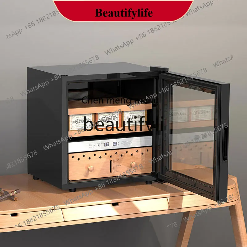 AB02  Compressor cigar cabinet, constant temperature and humidity single door small cigar display moisturizing cabinet