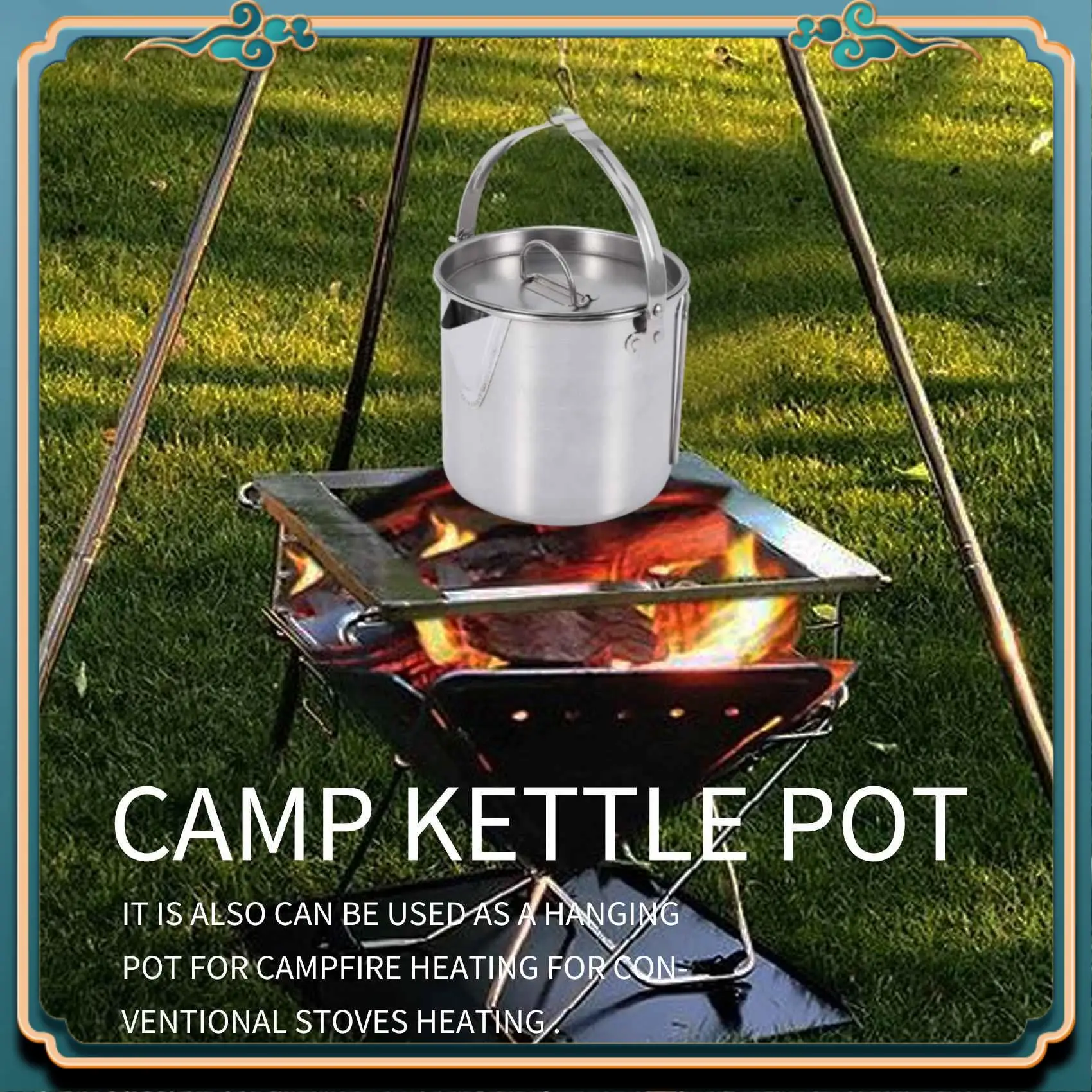 

Latest Outdoor Camping Kettle Stainless Steel Cooking Kettle 1.2L Lightweight Compact Camping Pot For Hiking Backpacking Picnic