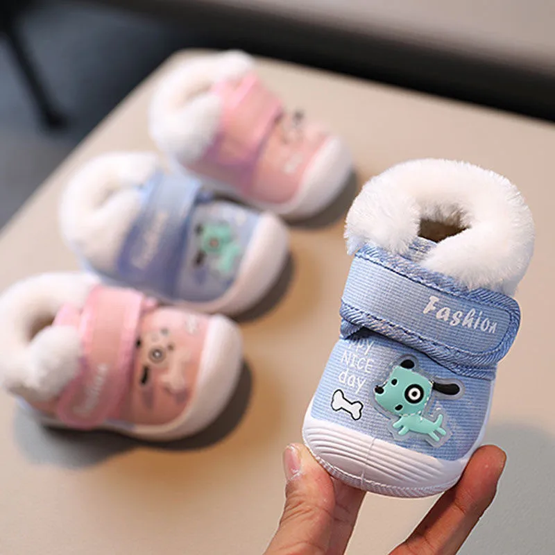 Baby Winter Shoes Infant First Walkers Shoes Warm Fur Boys Shoes Plus Velvet Girls Toddler Boots 2022 Children's Cotton Shoes