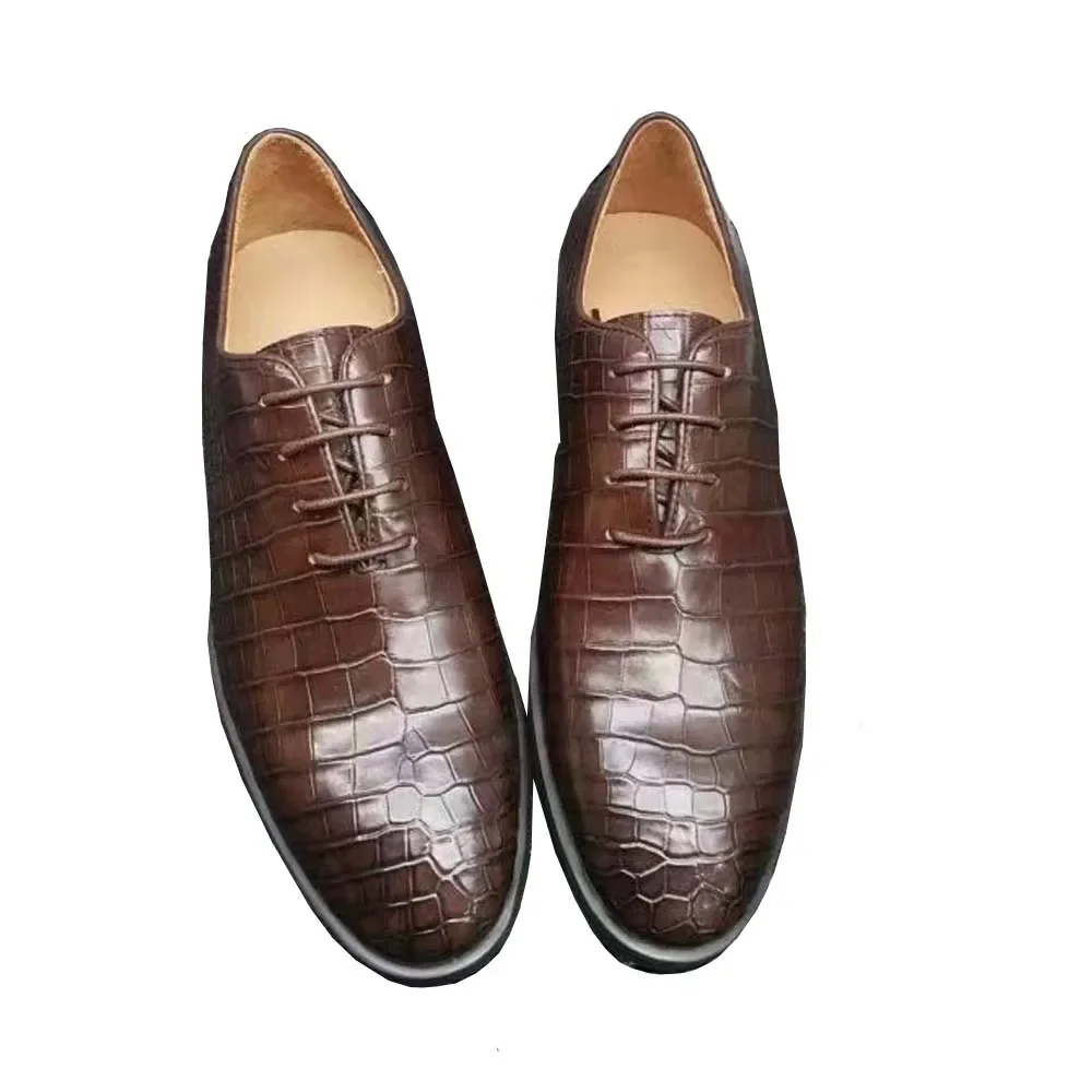 

yingshang new men crocodile leather shoes male formal shoes brown color shoes