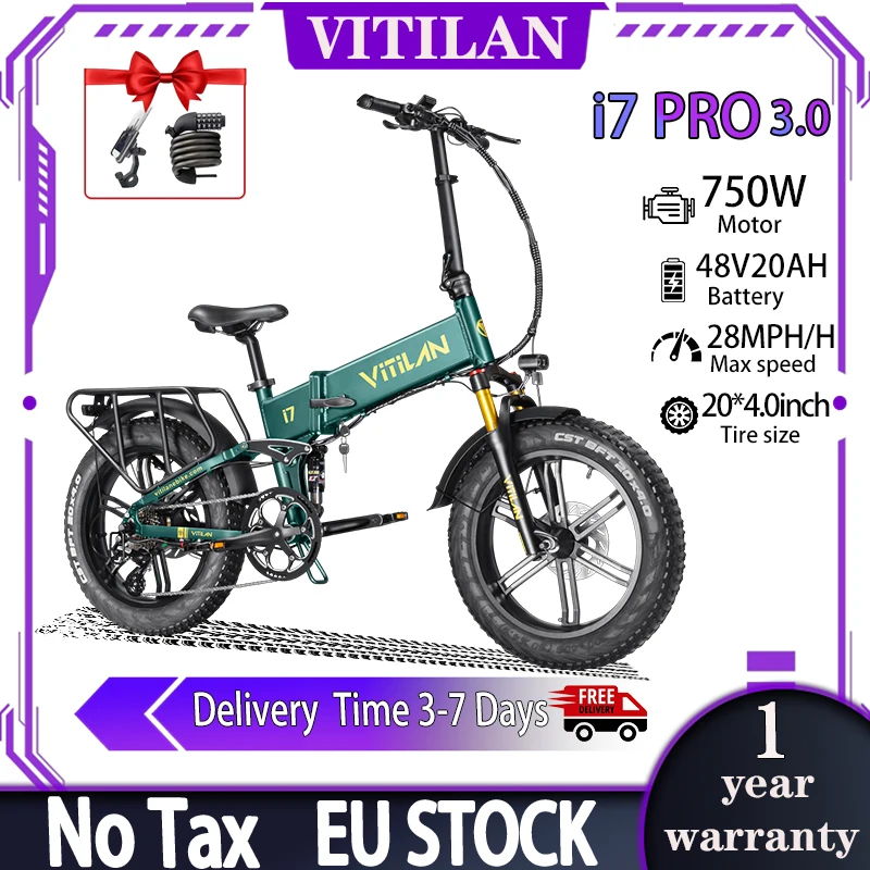 I7 Pro 3.0 E-bike 750W motor, 1200W piekvermogen, 48V 20Ah accu, hydraulische remmen, 20*4.0 inch dikke banden, opvouwbare elektrische fiets voor volwassenen