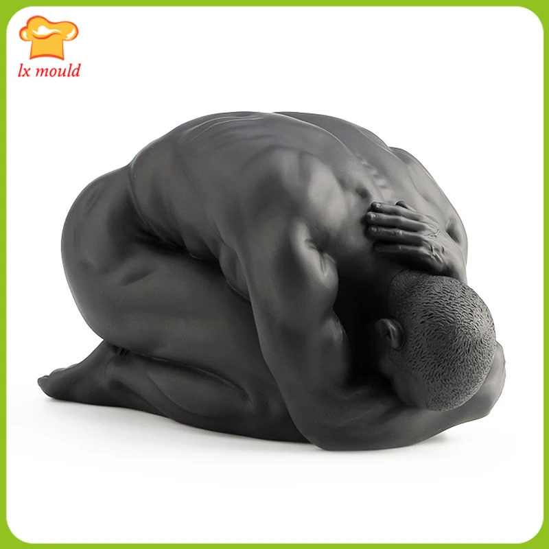 

3D Men's Body Silicone Mold Chocolate Polymer Clay Resin Candle Soap Naked Boy Moulds