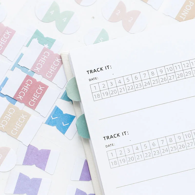 8 Sheets Morandi Color Index Stickers Self Adhesive Categorized Label Tag Marker Paper for Diary Agenda Planner Writable Sticker