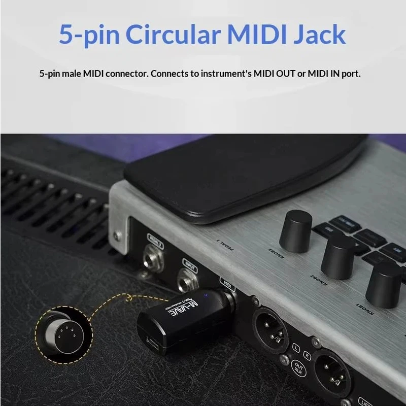 Hot In Stock M-Vave Sk7 Wireless Midi Adapter Rechargeable Bluetooth Transmitter Receiver For Electronic Music Instrument view 3