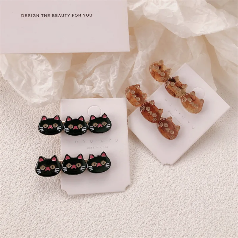 Metal Resin Cat Geometric Hair Clips Girls Cute Sweet Side Clips Party Accessories