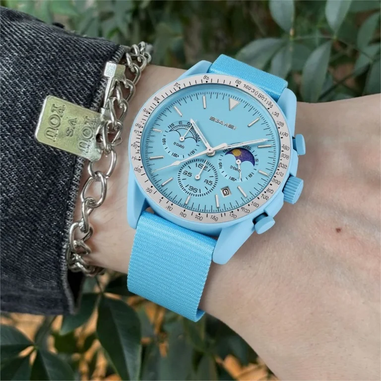 Blue Hot Selling Multifunctional Quartz Watch Men Women High Quality Multi Classic Sub-dials Sun Moon Watch Fashion Men Women