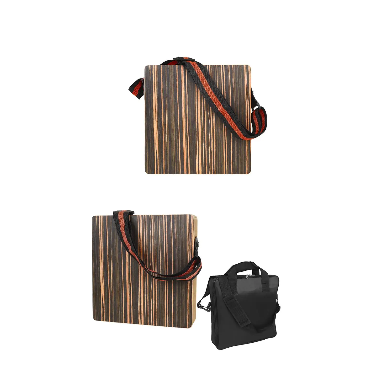 Portable Cajon Drum Unique Appearance Wood Travel Cajon Drum Percussion Instrument with Adjustable Strap Travel Wooden Drum