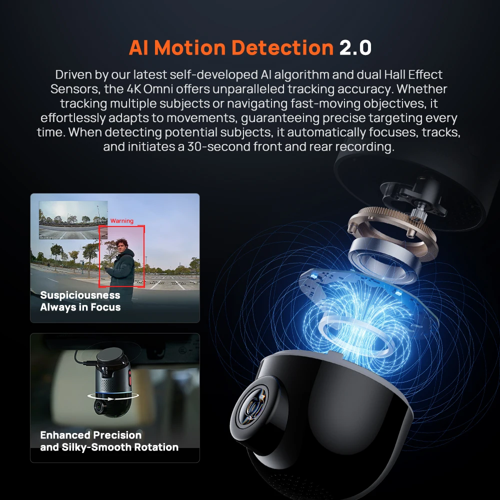 Global Version 70mai Dash Cam 4K Omni X800 360° Rotating Dual-Channel HDR Supported 4G Compatible Supercapacitor 70mai X800 Omni