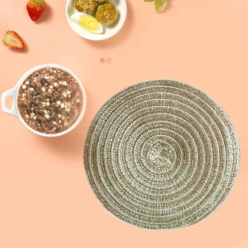 

Круглый хлопковый льняной тканый коврик для столовых приборов, черный S, противоскользящий, теплоизоляционный коврик в западном стиле для обеденного стола, легко стираемый домашний коврик