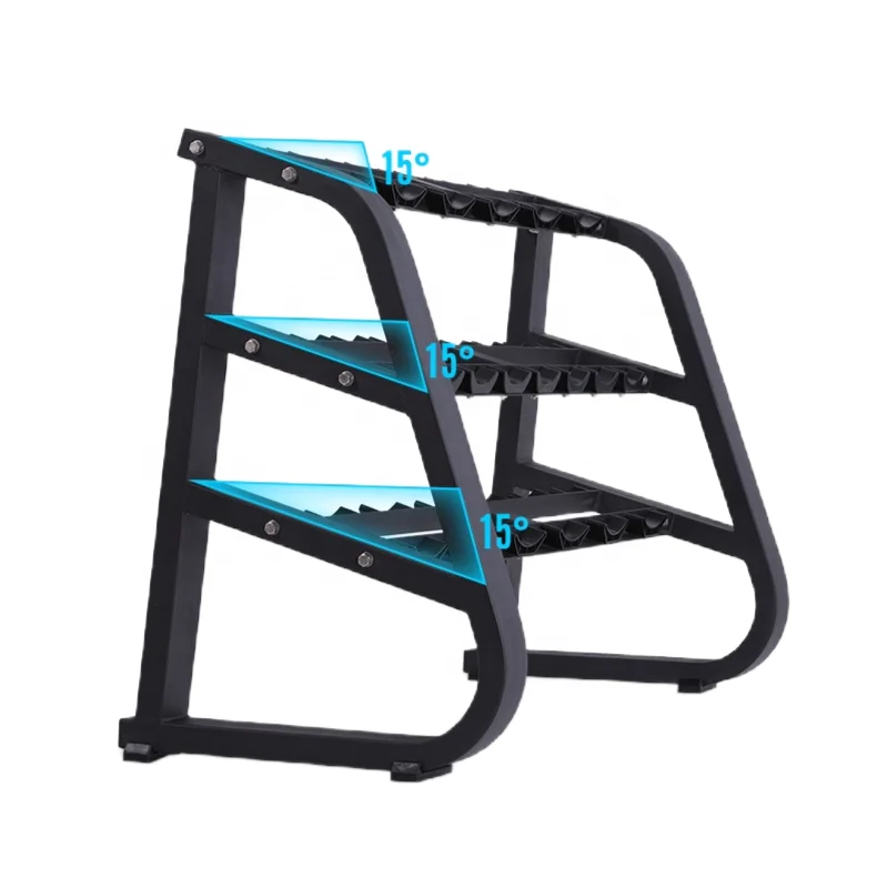 3-Layer Metal Dumbbell Rack 10-Pair Capacity for Gym Bodybuilding
